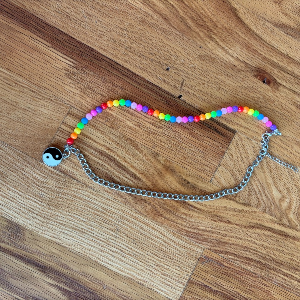 Colorful Beaded Necklace with Yin Yang Pendant